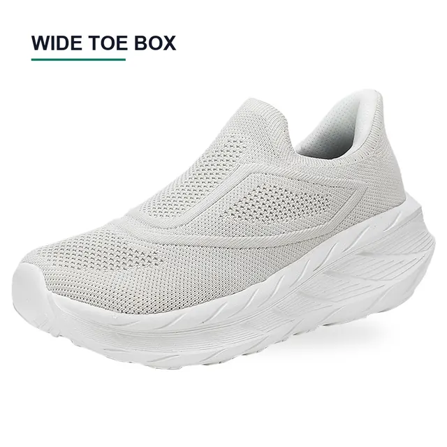 BQ001 Wide Toe Box Knit Slip-On Walking Shoes