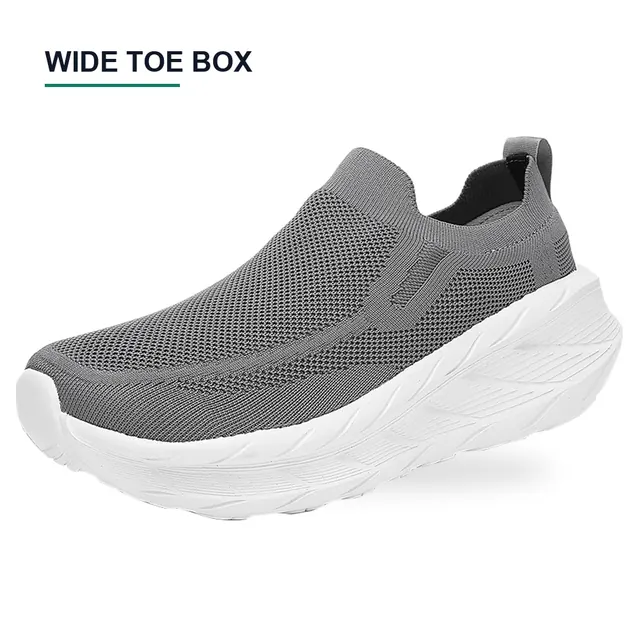 BQ002 Extra Wide Toe Box Knit Slip-On Walking Shoes