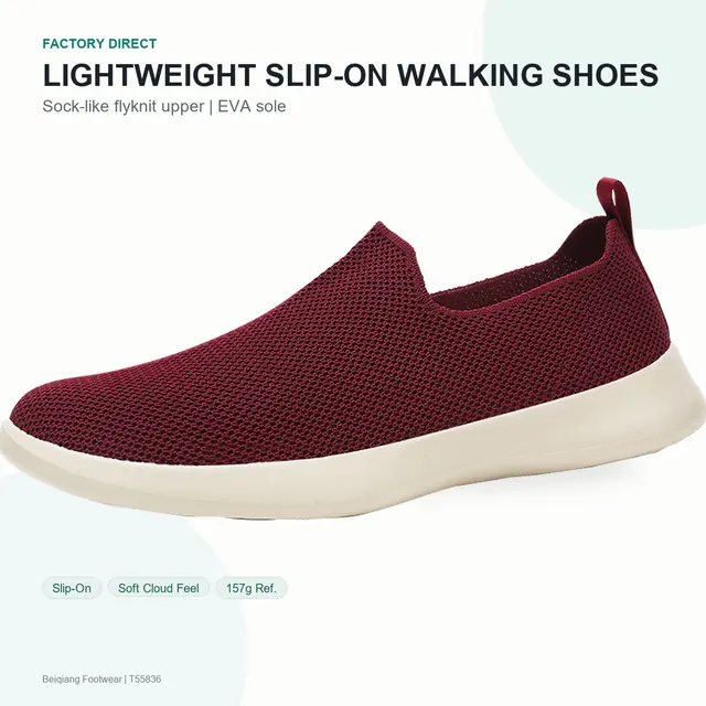BQ013 Knit Textile Slip-On Walking Shoes