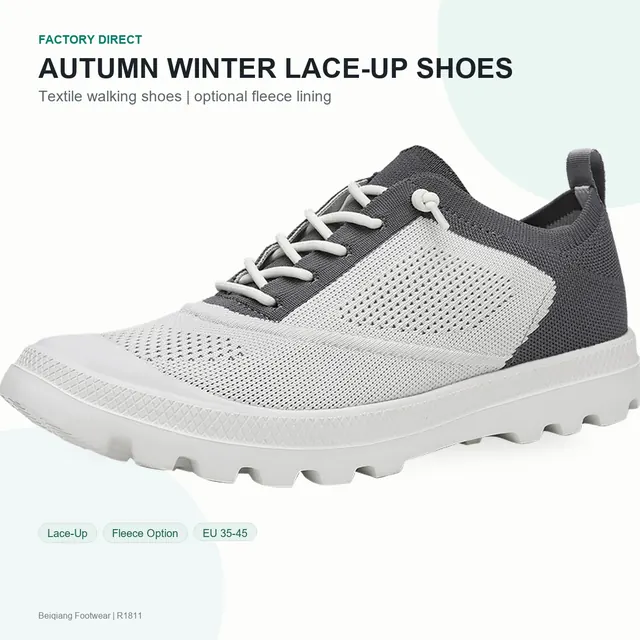 BQ015 Autumn Winter Textile Lace-Up Walking Shoes