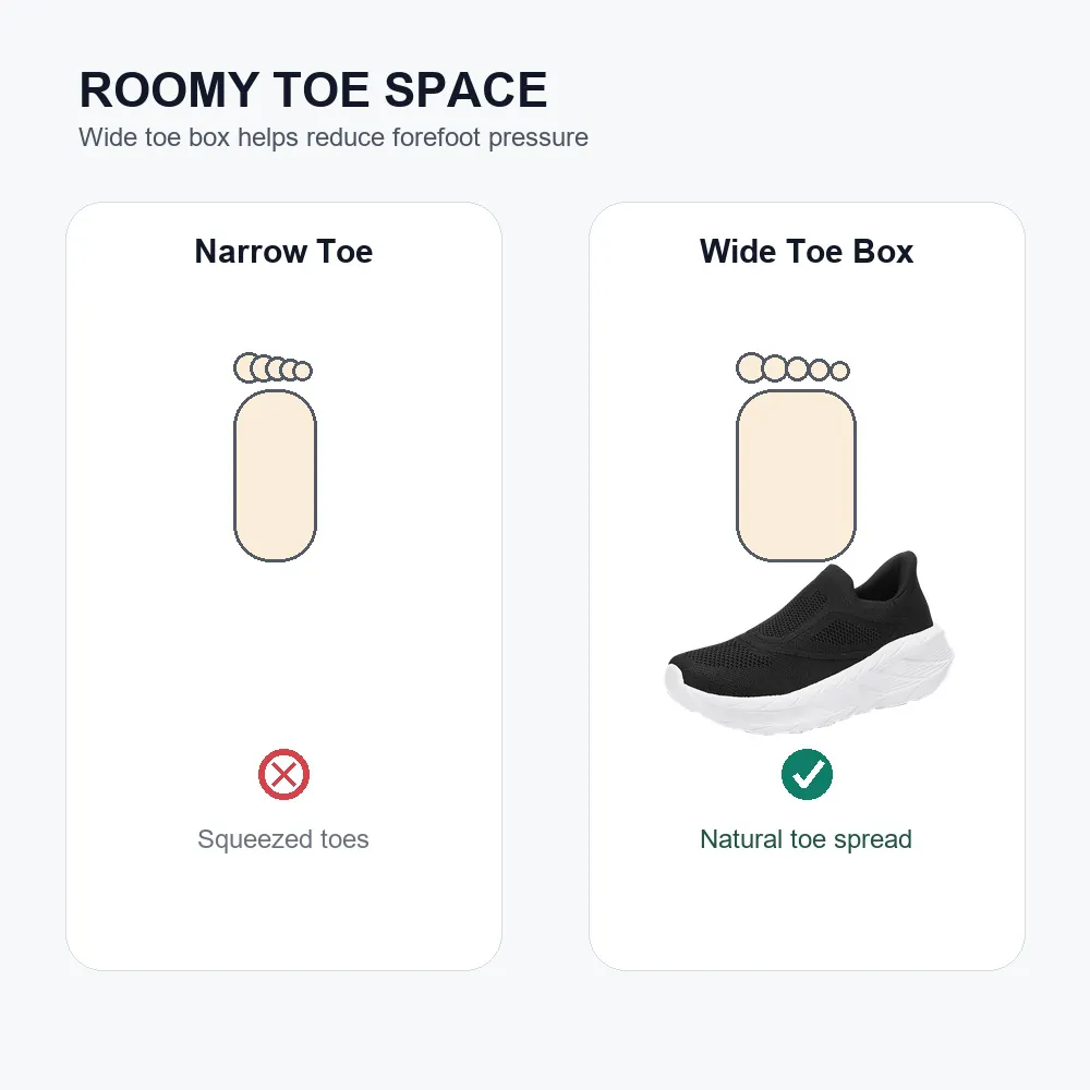 BQ001 Wide Toe Box Knit Slip-On Walking Shoes product view 2
