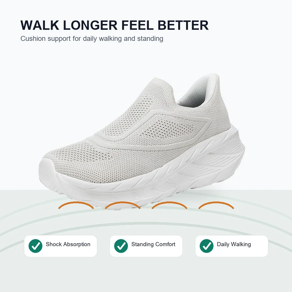 BQ001 Wide Toe Box Knit Slip-On Walking Shoes product view 3