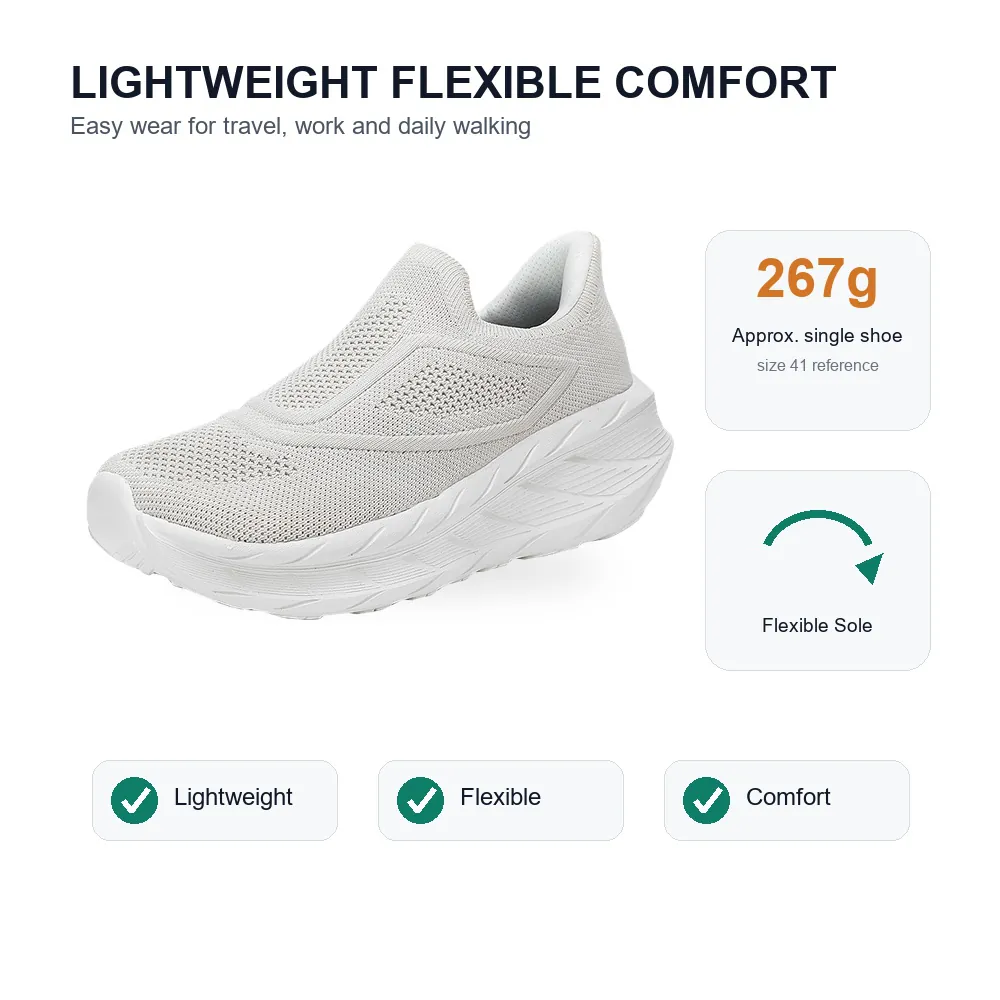 BQ001 Wide Toe Box Knit Slip-On Walking Shoes product view 5