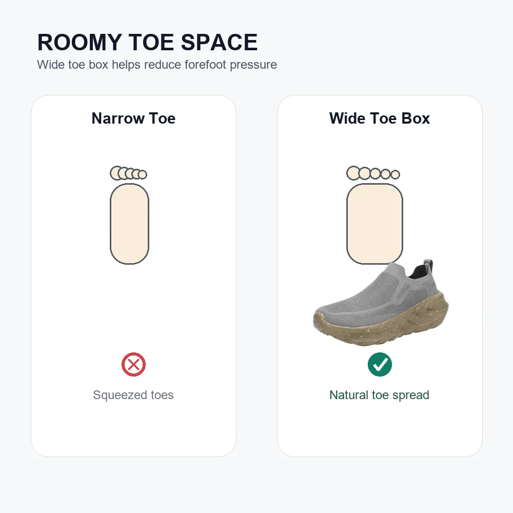 BQ002 Extra Wide Toe Box Knit Slip-On Walking Shoes product view 2