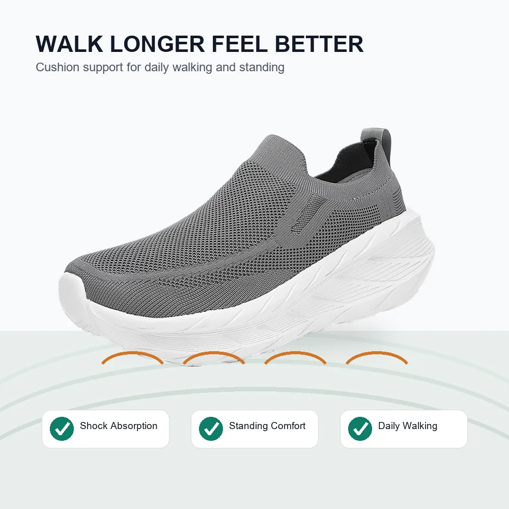 BQ002 Extra Wide Toe Box Knit Slip-On Walking Shoes product view 3