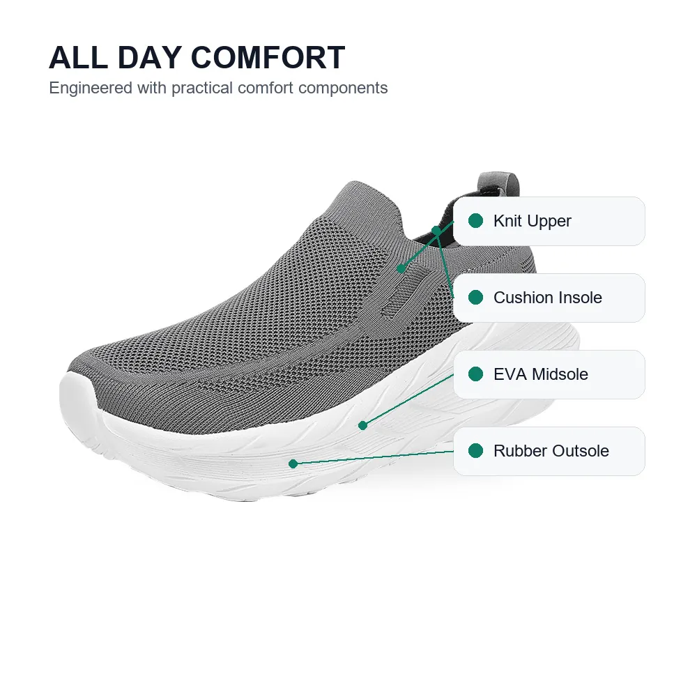 BQ002 Extra Wide Toe Box Knit Slip-On Walking Shoes product view 4
