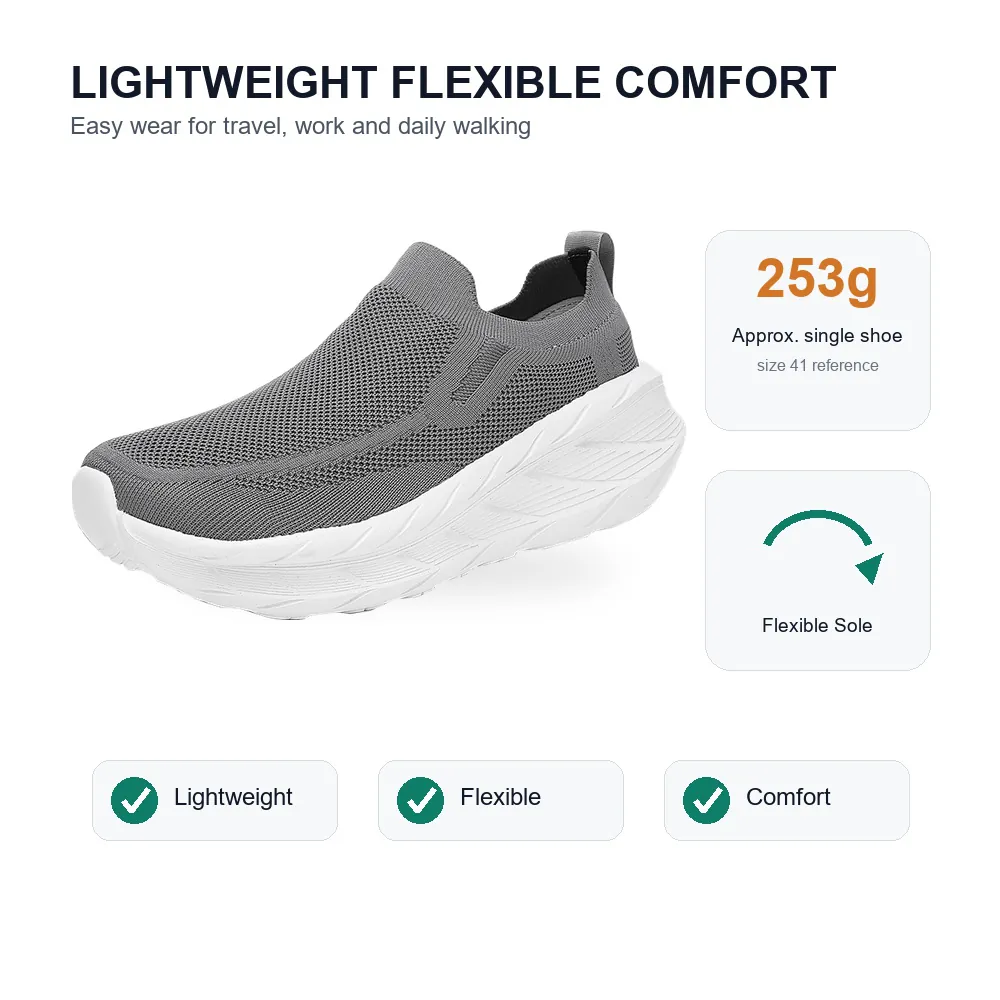 BQ002 Extra Wide Toe Box Knit Slip-On Walking Shoes product view 5
