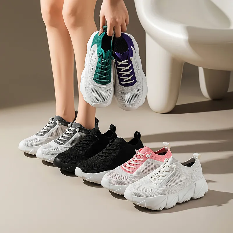BQ006 Autumn Winter Chunky Knit Lace-Up Shoes