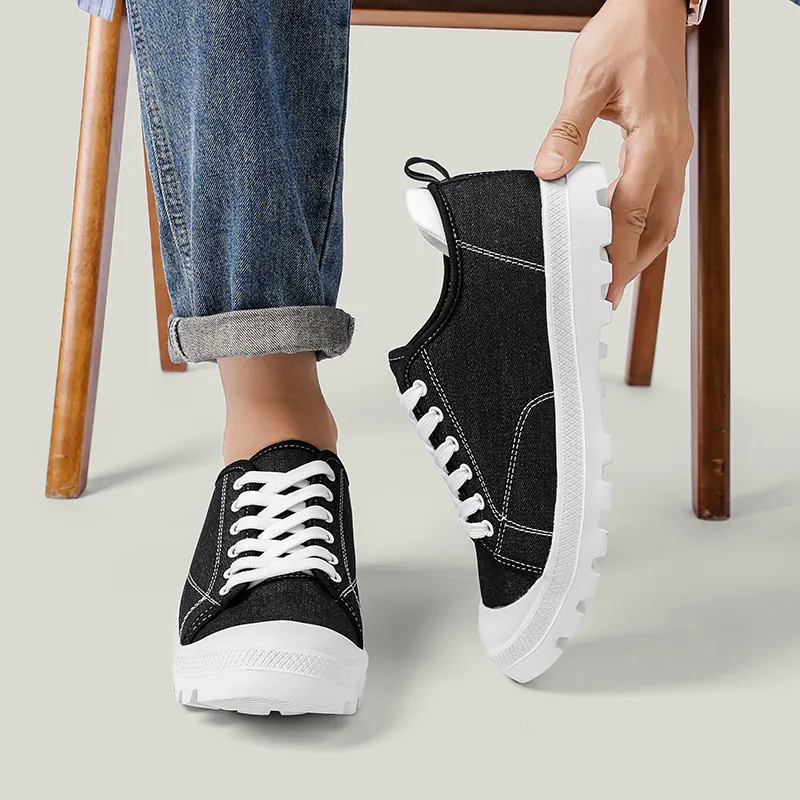 BQ010 Stretch Fabric Toe-Cap Lace-Up Walking Shoes product view 4