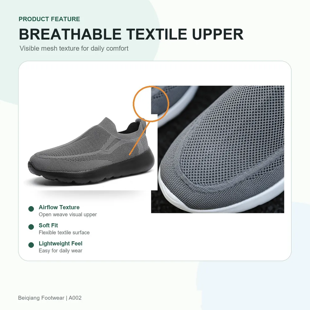 BQ011 Men's Textile Slip-On Walking Shoes product view 2