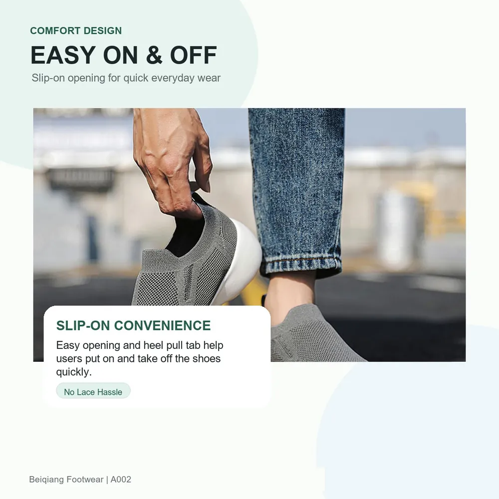 BQ011 Men's Textile Slip-On Walking Shoes product view 3