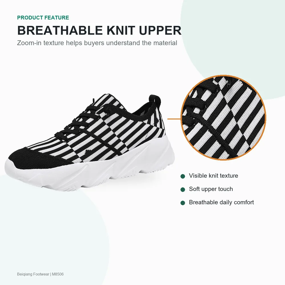 BQ012 Breathable Knit Chunky Lace-Up Walking Shoes product view 2