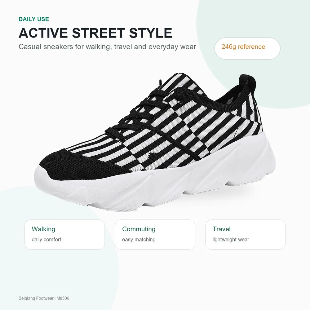 BQ012 Breathable Knit Chunky Lace-Up Walking Shoes product view 6