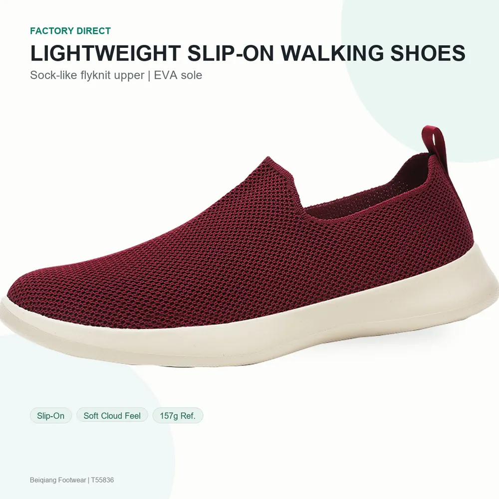 BQ013 Knit Textile Slip-On Walking Shoes