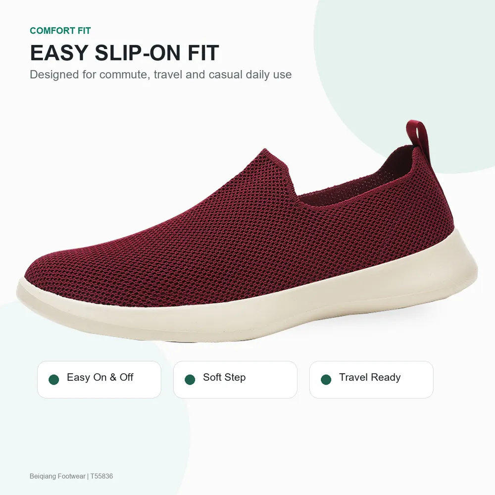 BQ013 Knit Textile Slip-On Walking Shoes product view 3
