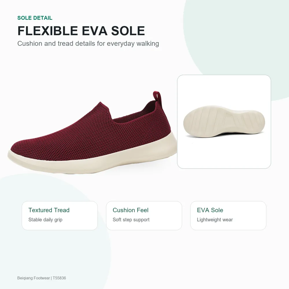 BQ013 Knit Textile Slip-On Walking Shoes product view 4