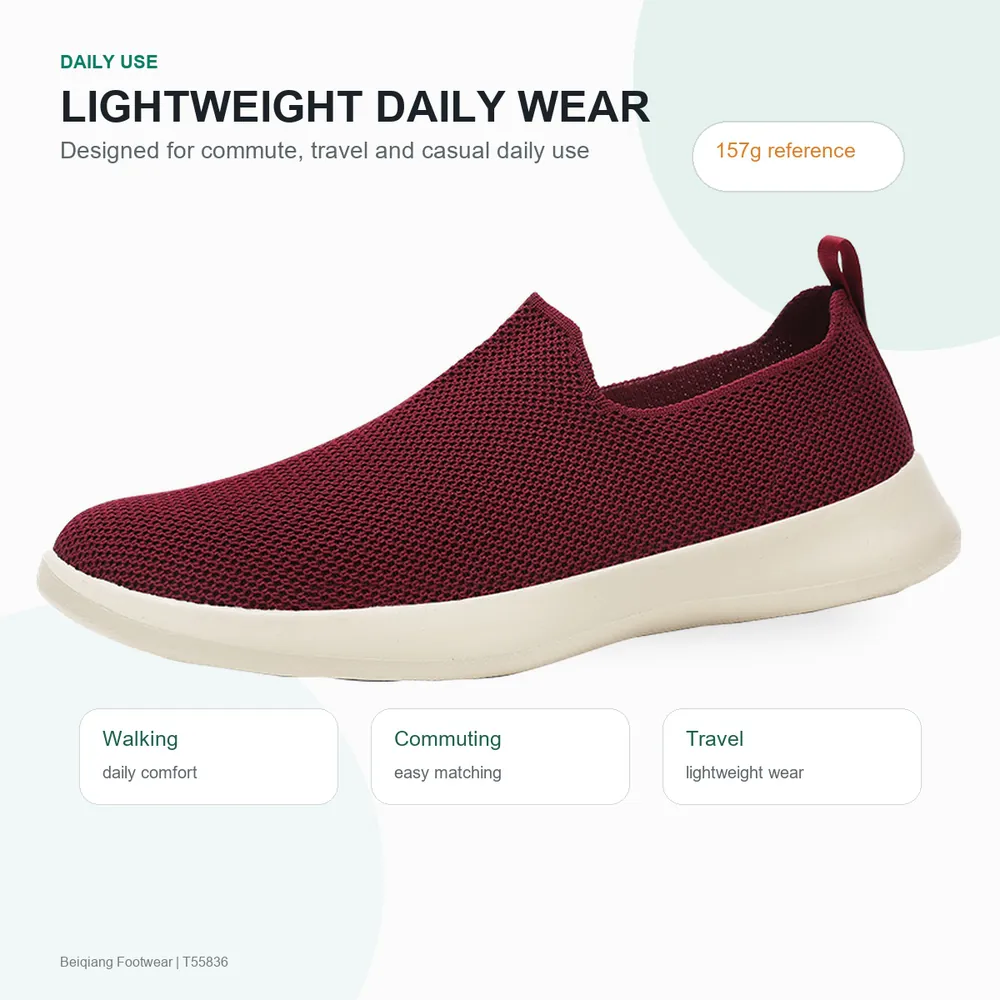 BQ013 Knit Textile Slip-On Walking Shoes product view 6
