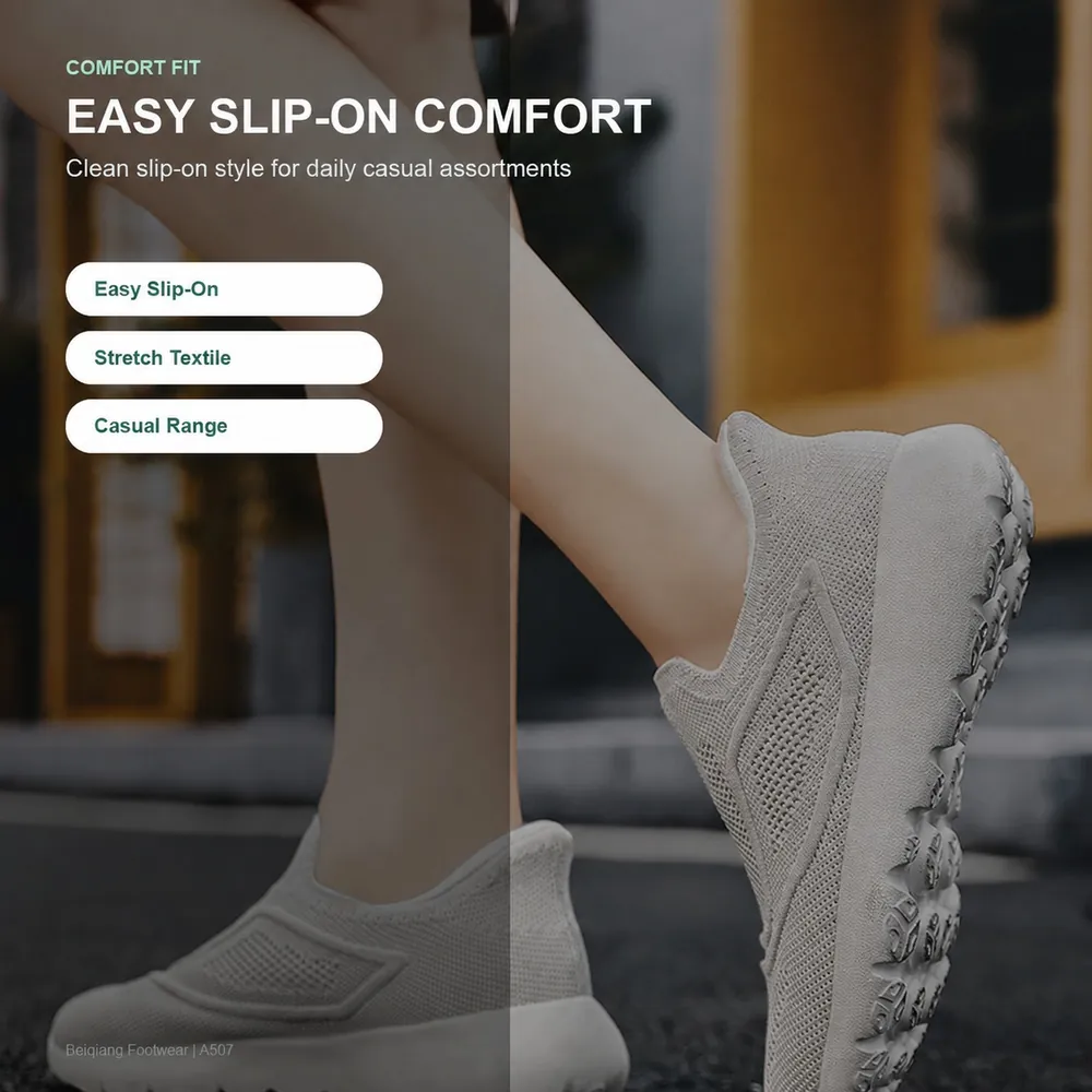 BQ014 Stretch Textile Slip-On Walking Shoes product view 3