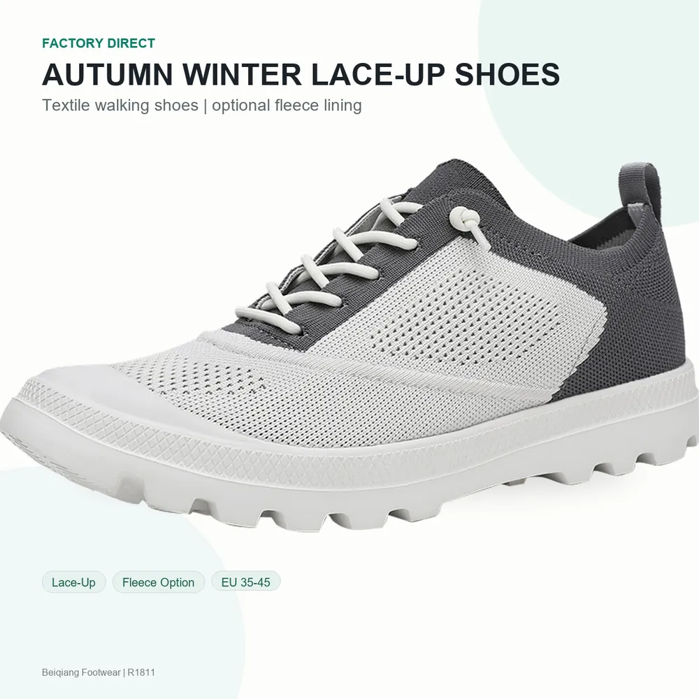 BQ015 Autumn Winter Textile Lace-Up Walking Shoes