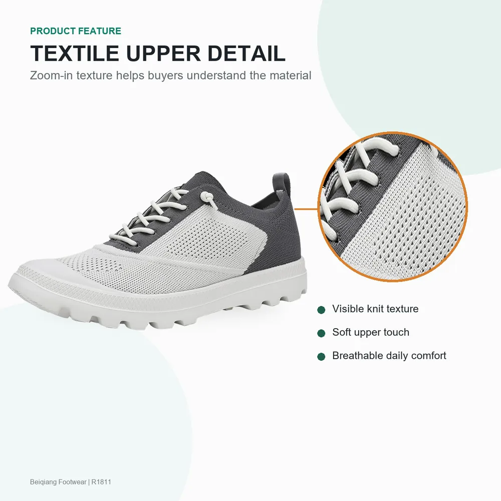 BQ015 Autumn Winter Textile Lace-Up Walking Shoes product view 2