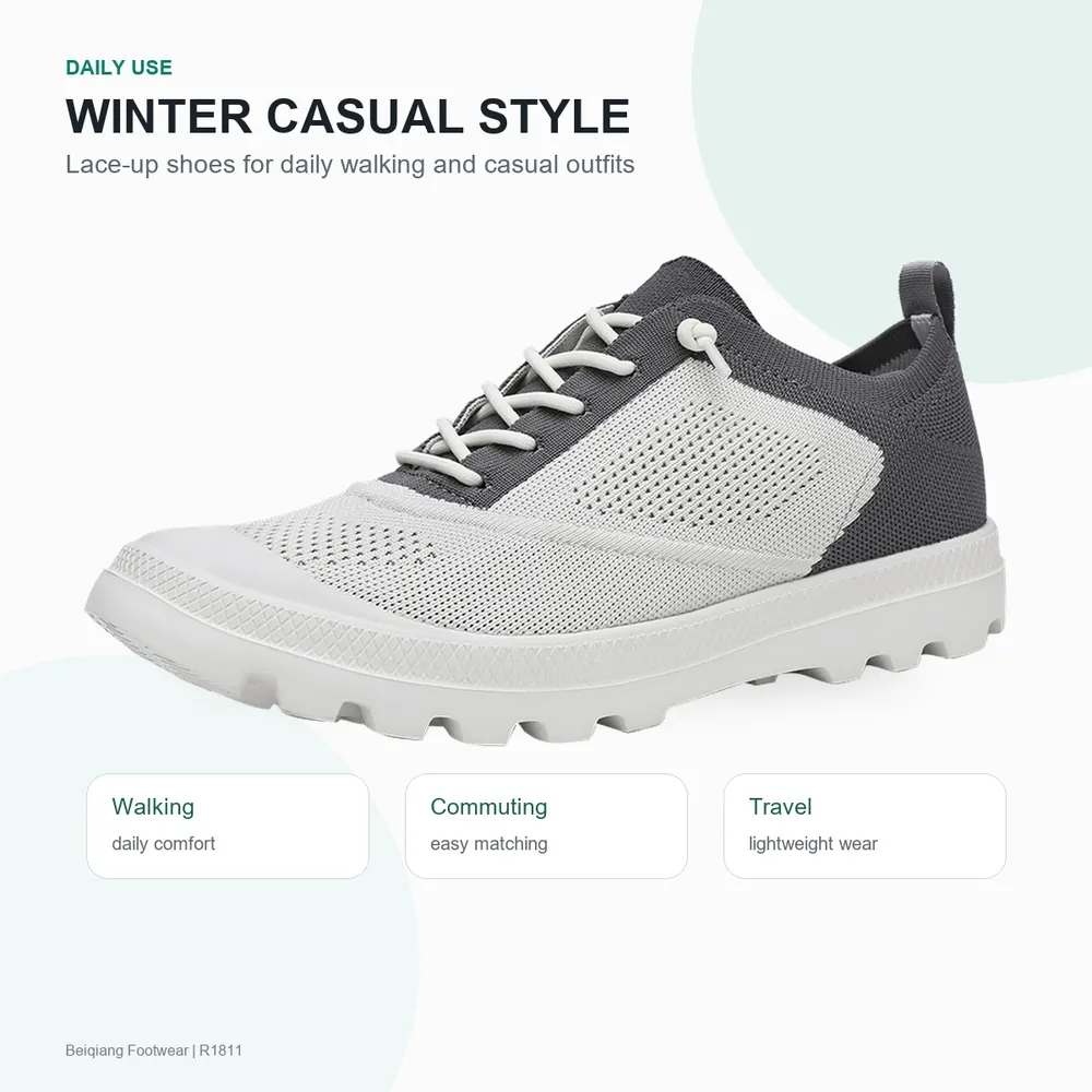 BQ015 Autumn Winter Textile Lace-Up Walking Shoes product view 6