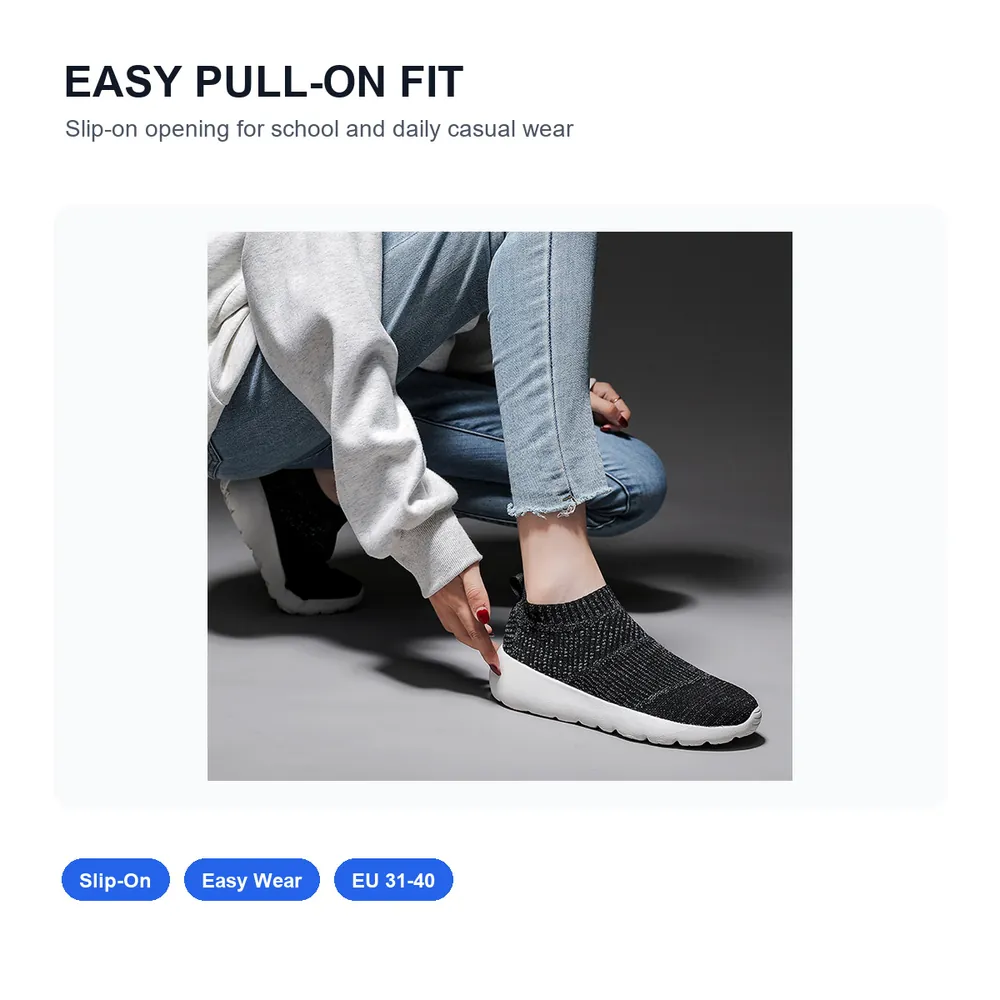 BQ016 Kids Knit Slip-On Walking Shoes product view 3