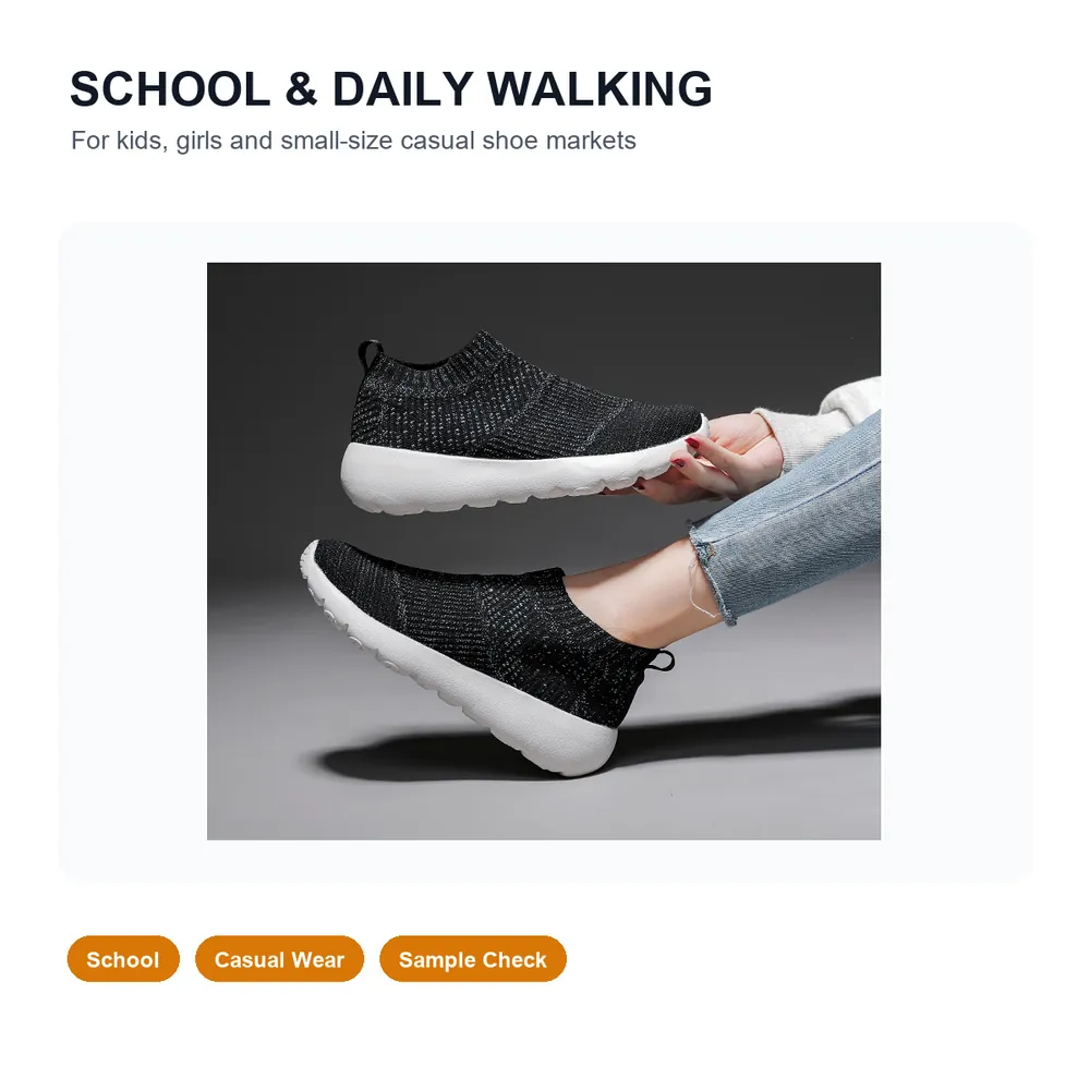 BQ016 Kids Knit Slip-On Walking Shoes product view 6