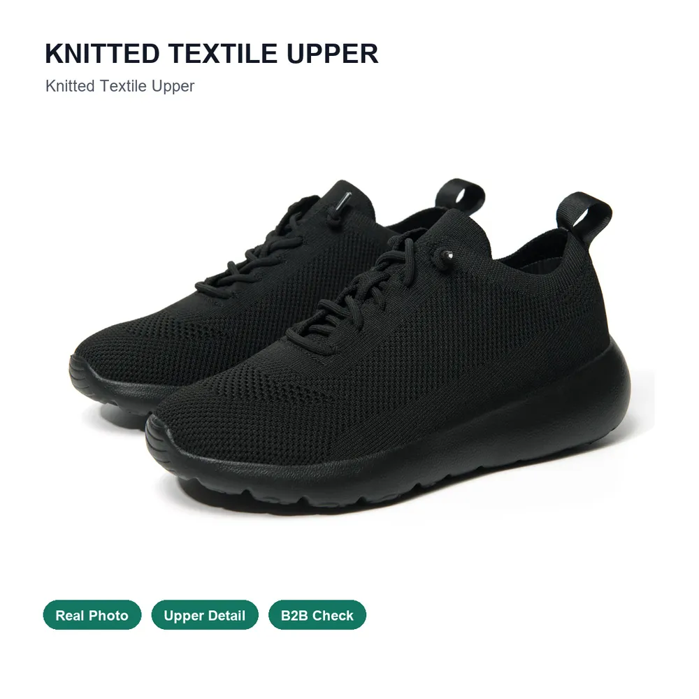 BQ018 Knit Textile Lace-Up Walking Shoes product view 2