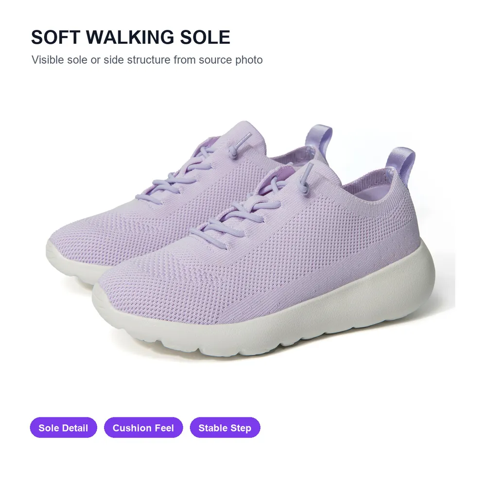 BQ018 Knit Textile Lace-Up Walking Shoes product view 4