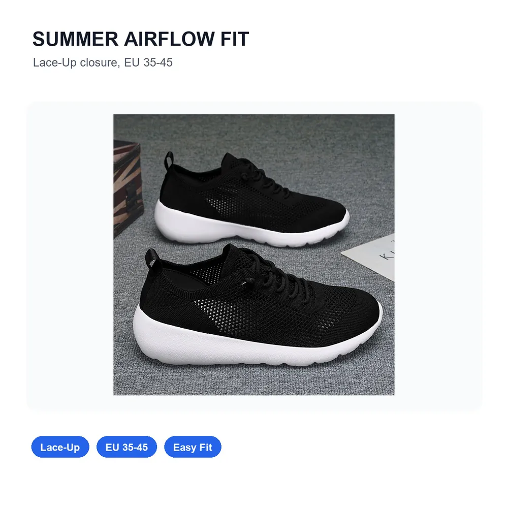 BQ020 Summer Hollow-Knit Lace-Up Walking Shoes product view 3