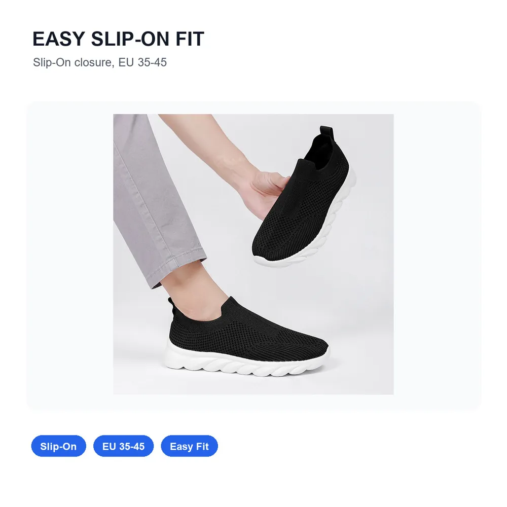 BQ021 Knit Textile Slip-On Walking Shoes product view 3