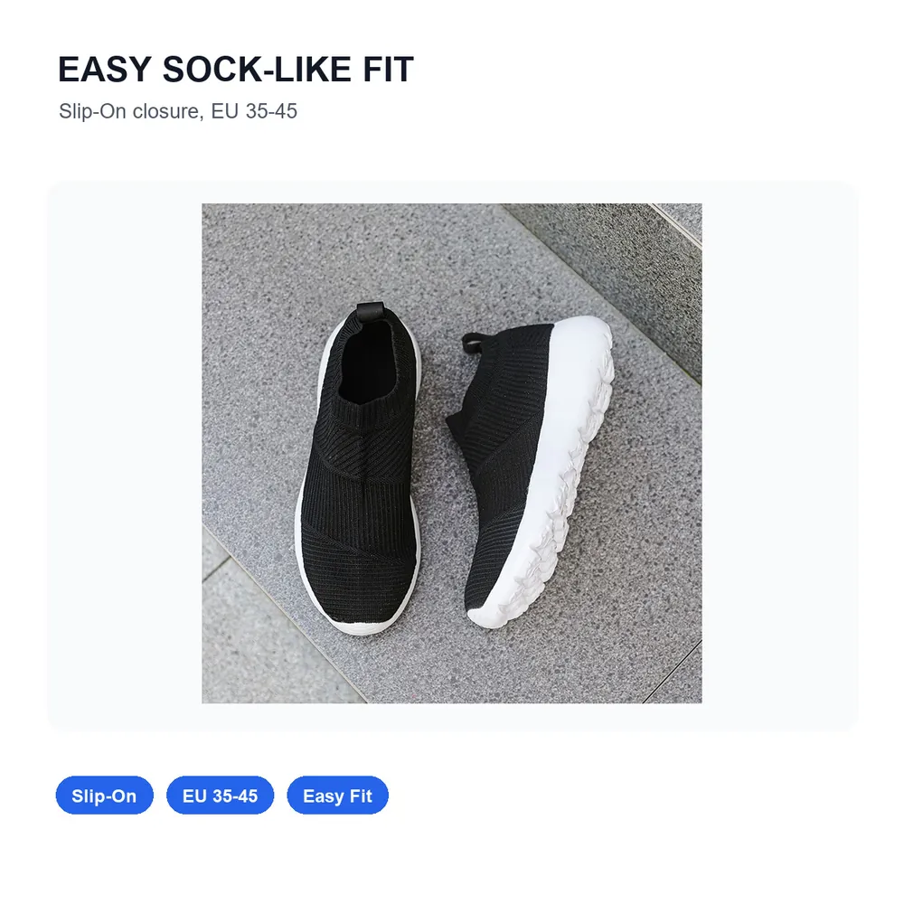 BQ022 Striped Knit Slip-On Walking Shoes product view 3