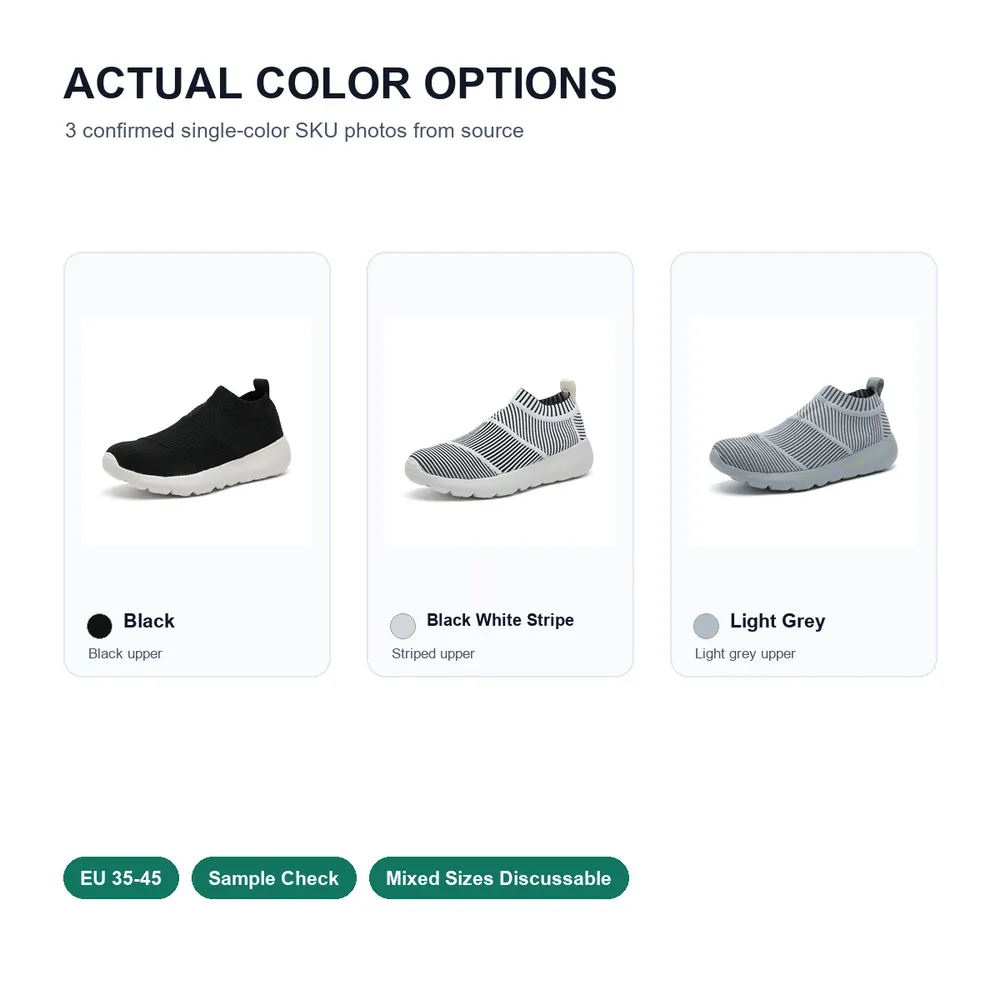 BQ022 Striped Knit Slip-On Walking Shoes product view 5