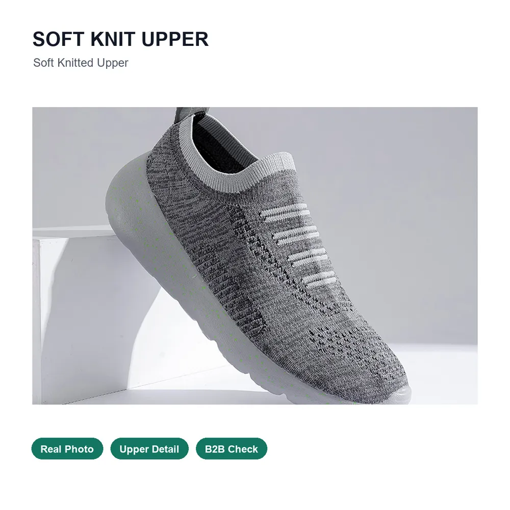 BQ023 Knit Textile Low-Cut Slip-On Walking Shoes product view 2