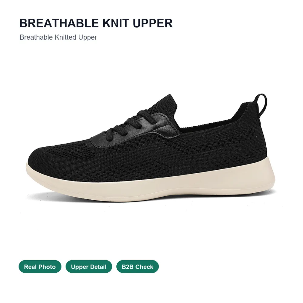 BQ026 Breathable Eyelet Knit Lace-Up Walking Shoes product view 2