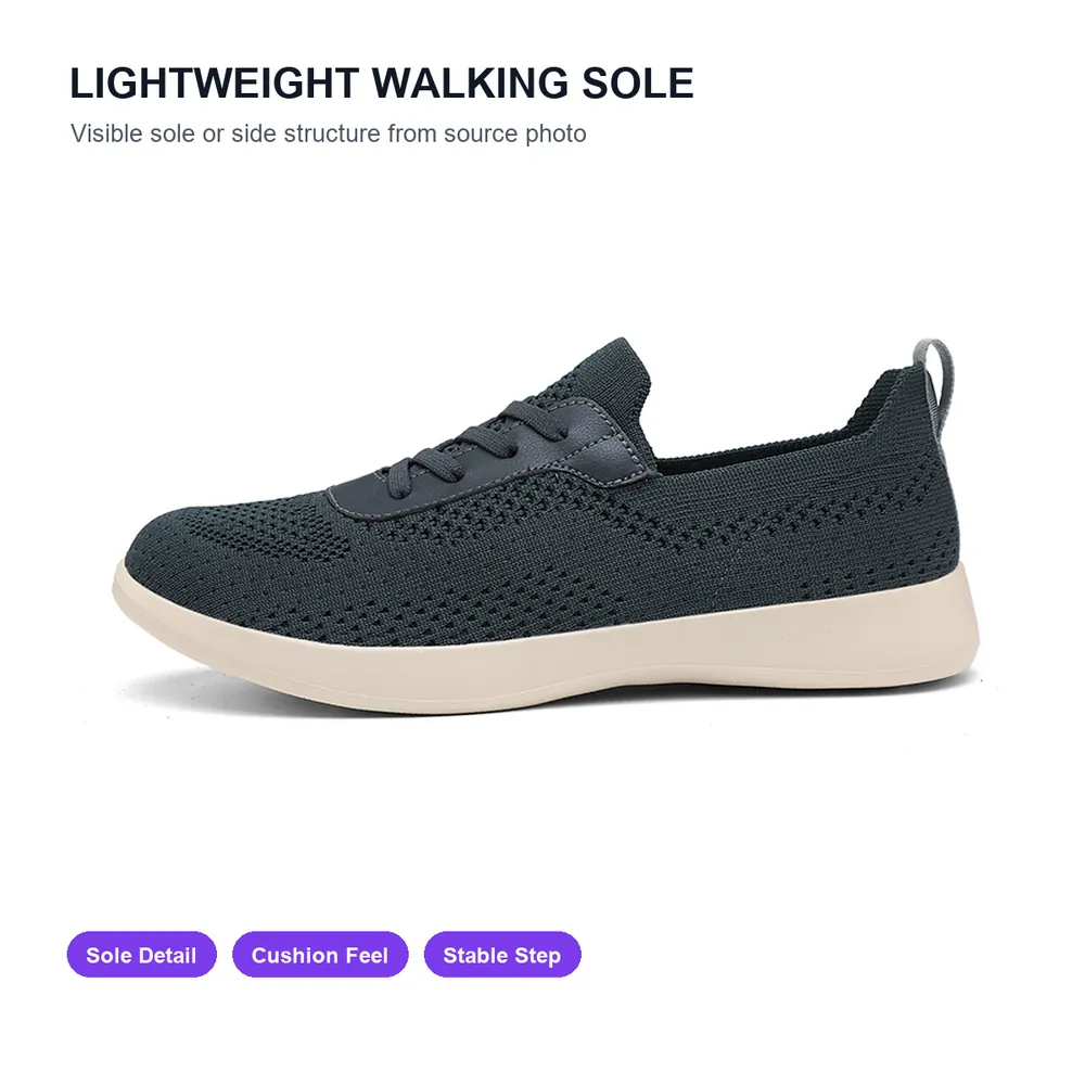BQ026 Breathable Eyelet Knit Lace-Up Walking Shoes product view 4