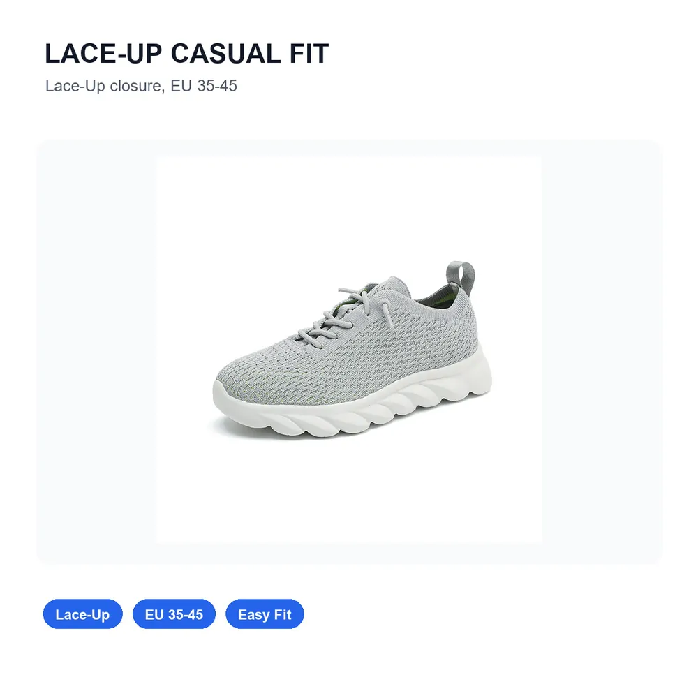 BQ027 Cream Knit Wave-Sole Lace-Up Walking Shoes product view 3