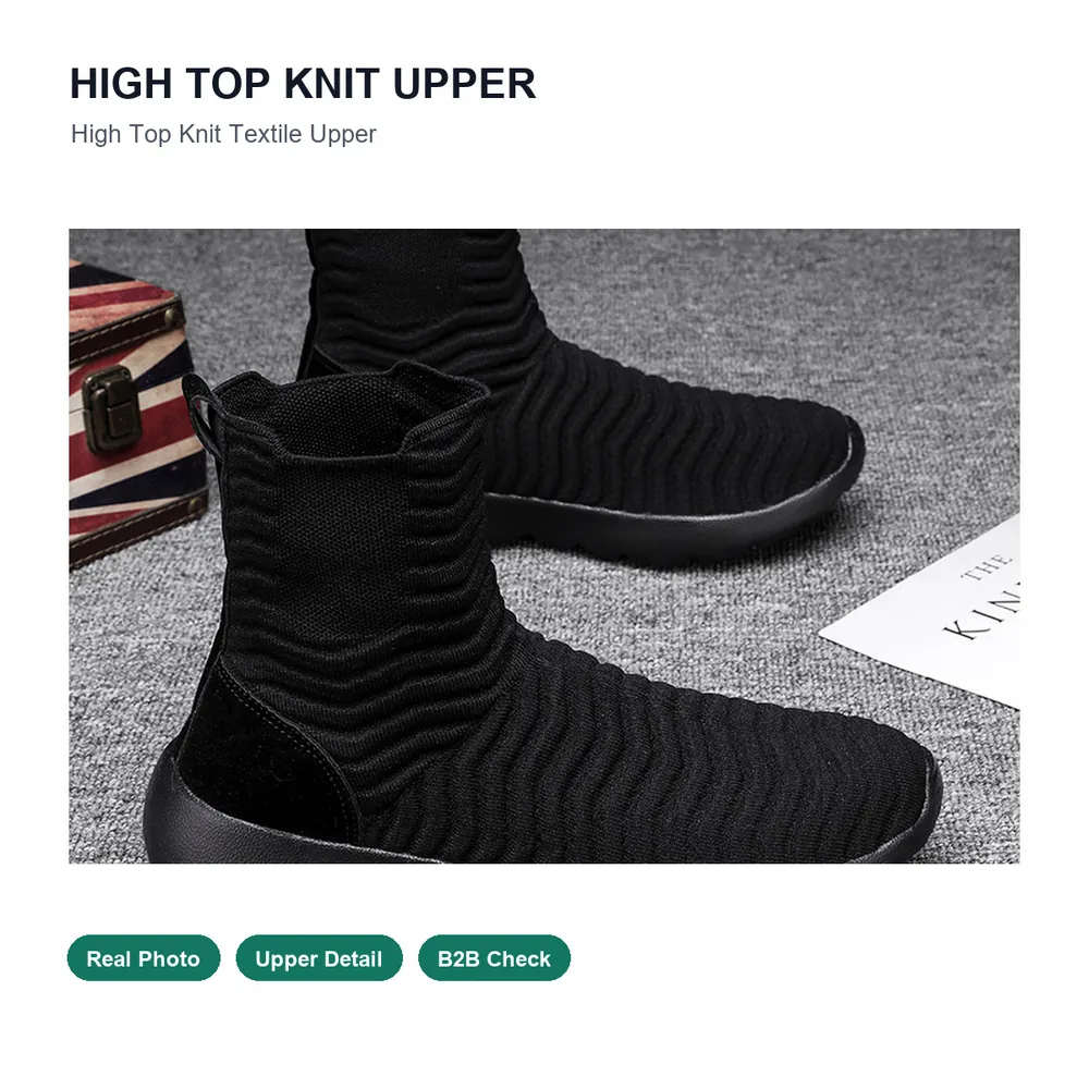 BQ029 High-Top Sock Knit Walking Shoes product view 2