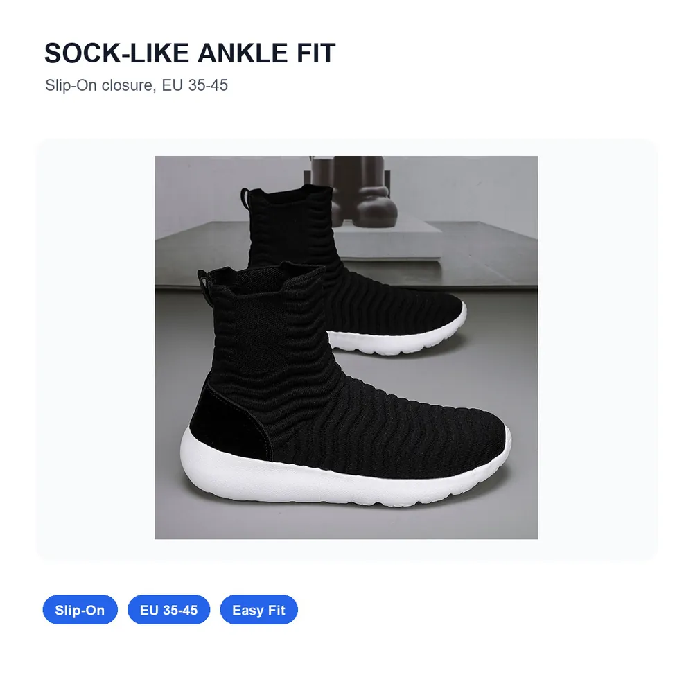BQ029 High-Top Sock Knit Walking Shoes product view 3