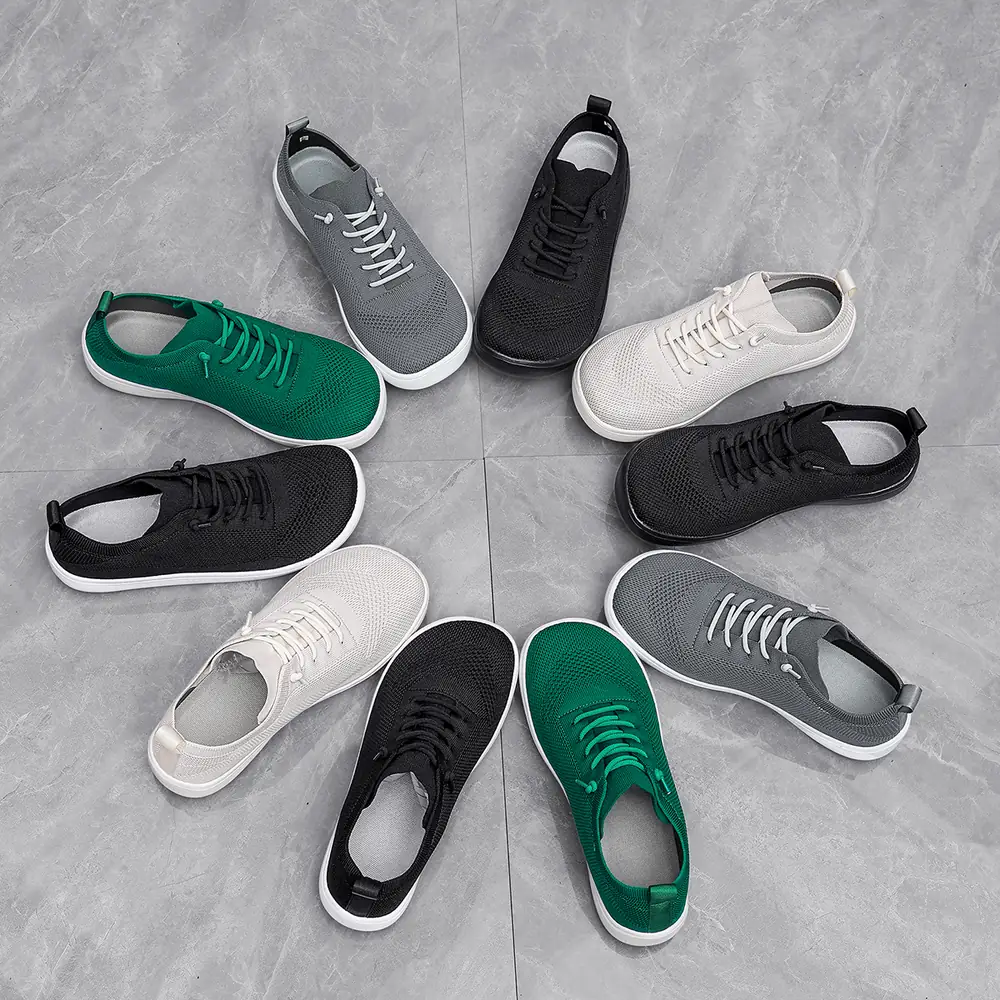 BQ031 Wide Toe Box Knit Lace-Up Walking Shoes product view 3