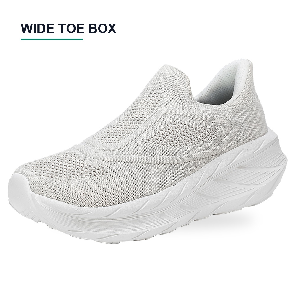BQ001 Wide Toe Box Knit Slip-On Walking Shoes