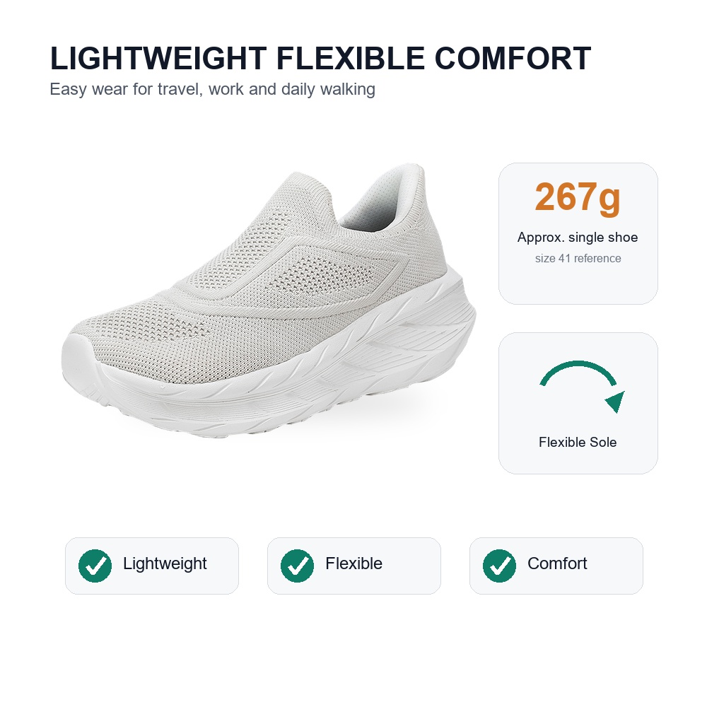 BQ001 Wide Toe Box Knit Slip-On Walking Shoes product view 5