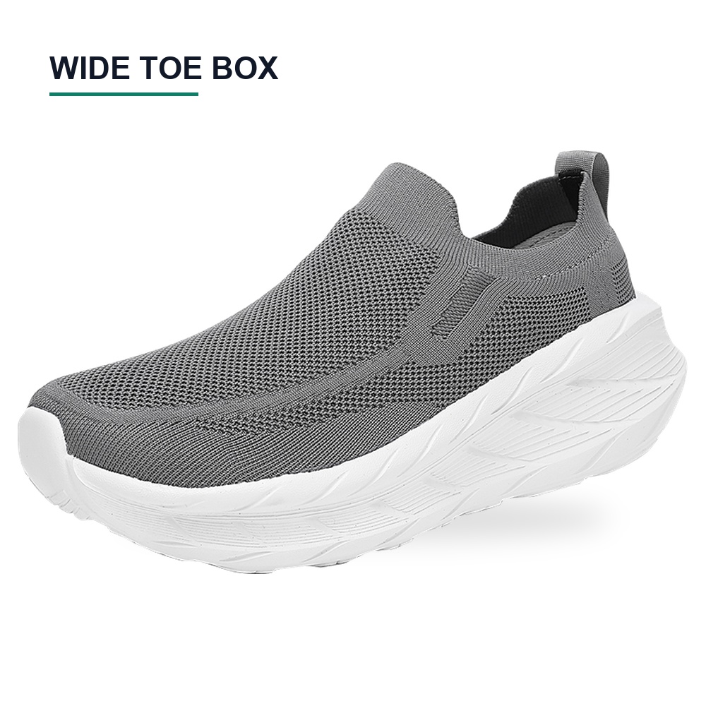 BQ002 Extra Wide Toe Box Knit Slip-On Walking Shoes