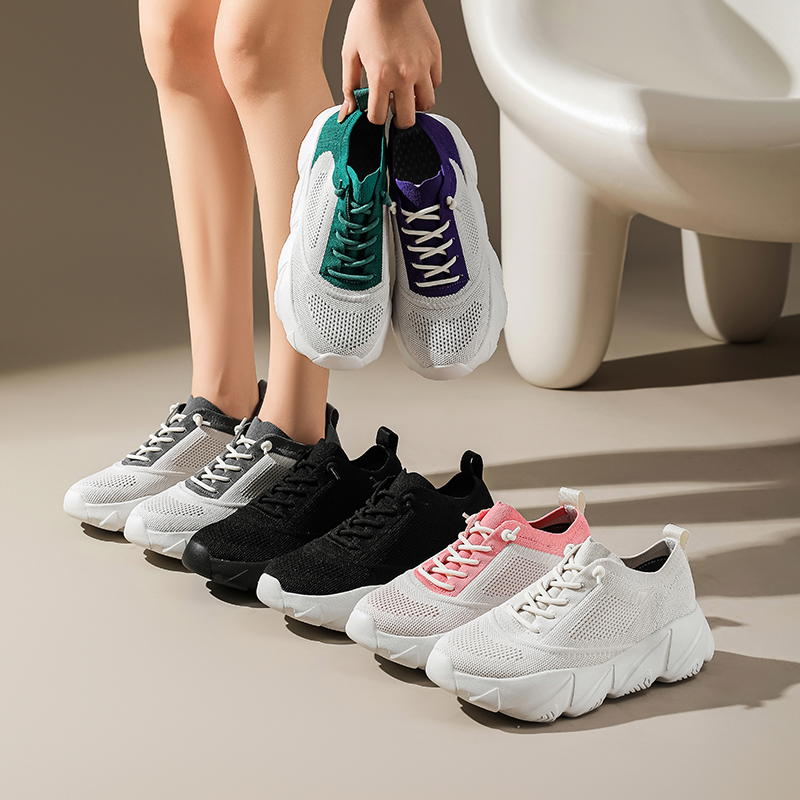 BQ006 Autumn Winter Chunky Knit Lace-Up Shoes