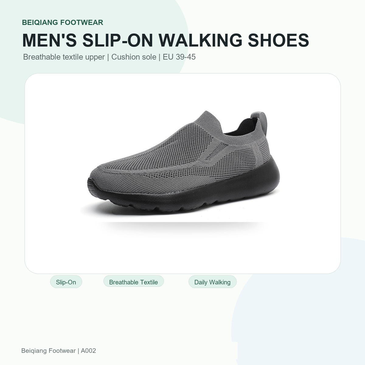 BQ011 Men's Textile Slip-On Walking Shoes