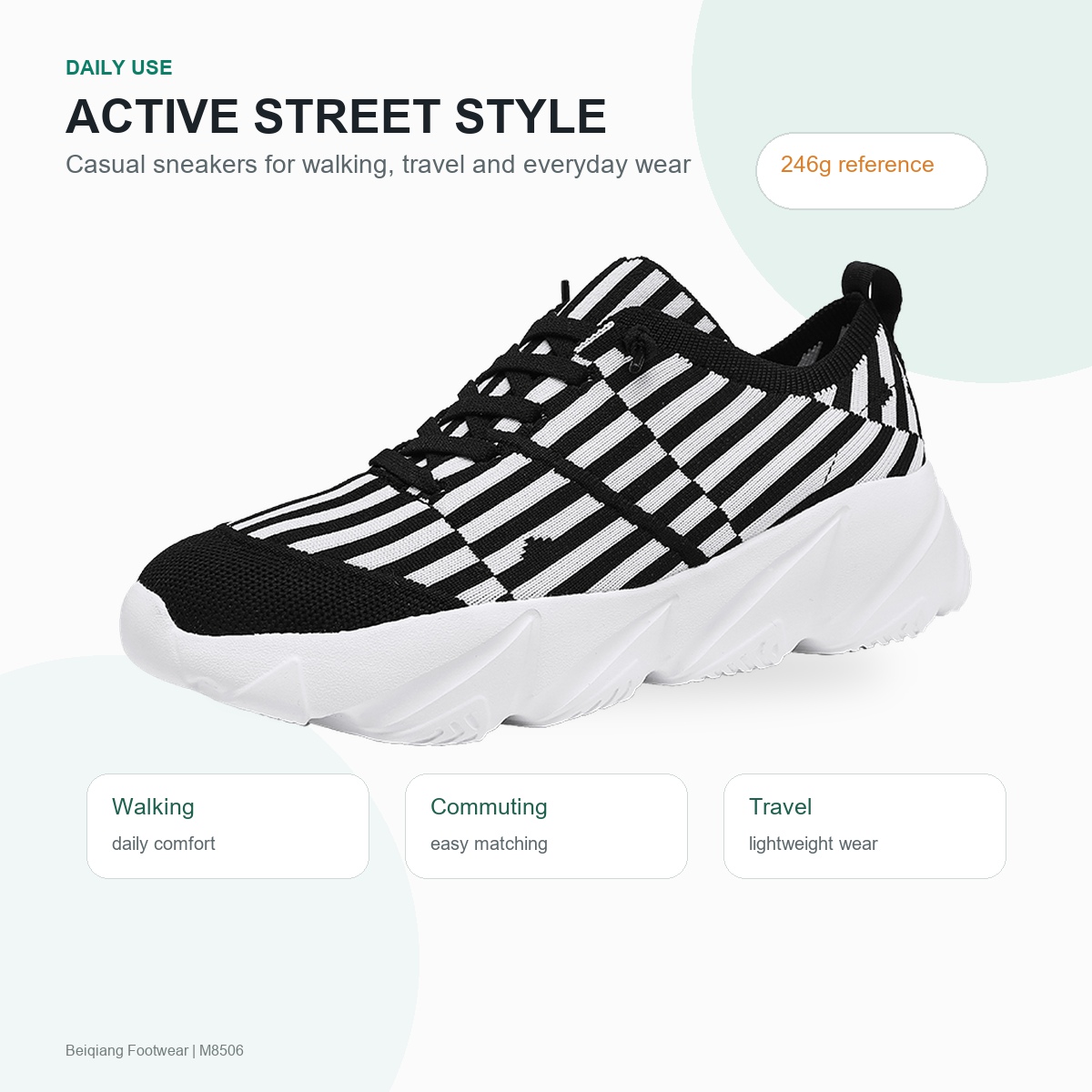 BQ012 Breathable Knit Chunky Lace-Up Walking Shoes product view 6