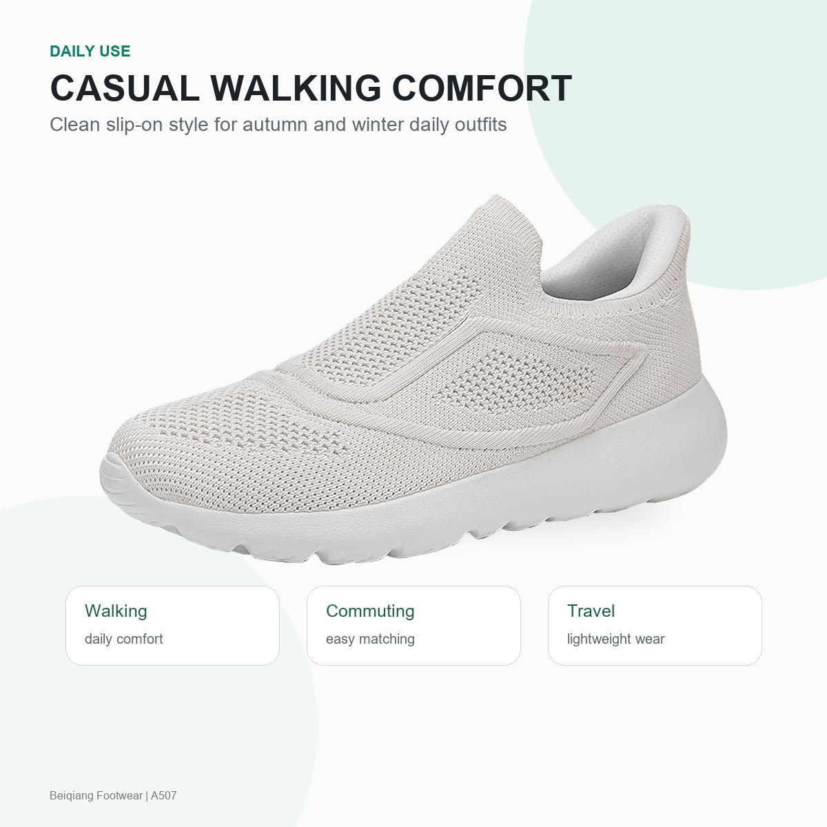BQ014 Autumn Winter Stretch Slip-On Walking Shoes product view 6