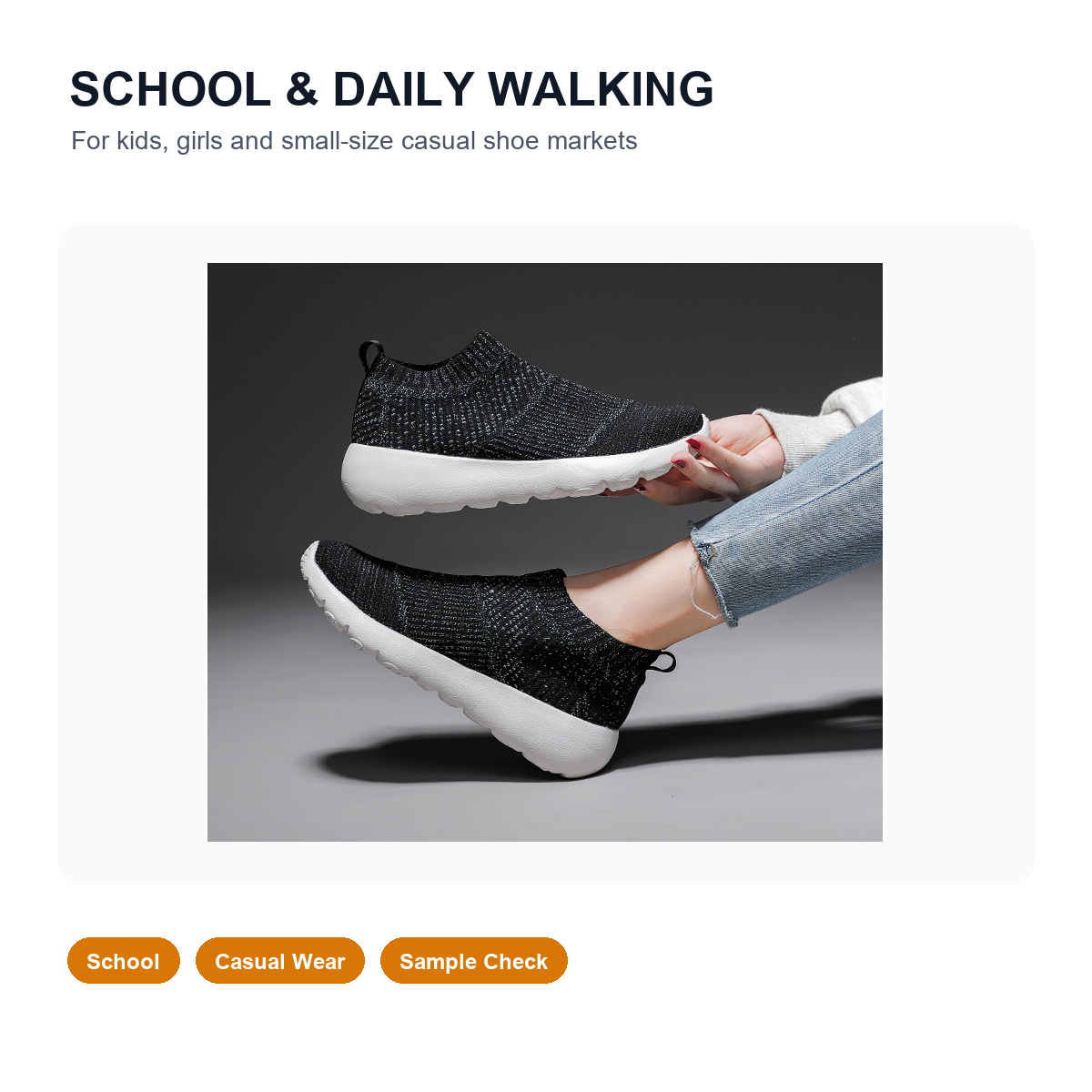 BQ016 Kids Knit Slip-On Walking Shoes product view 6