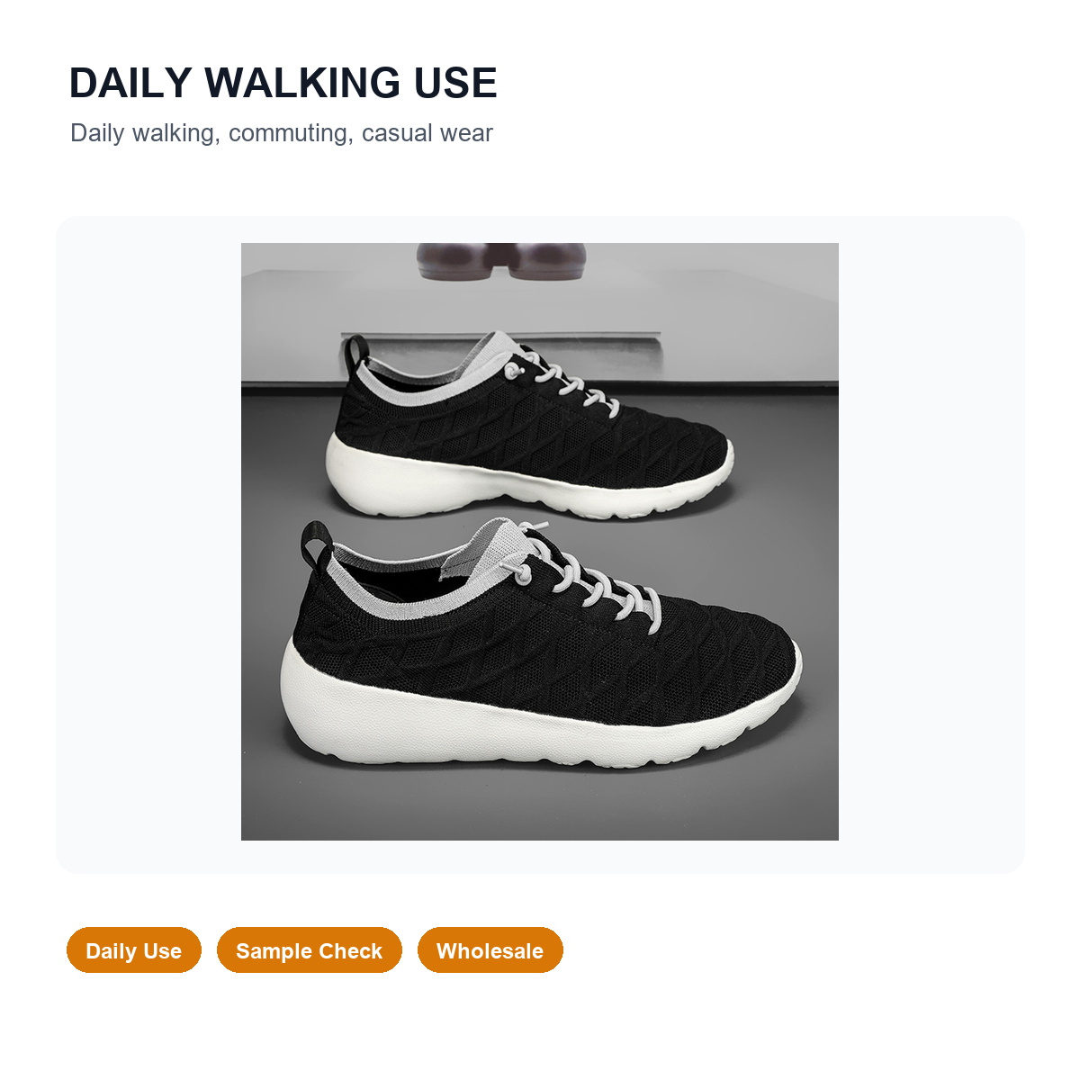 BQ017 Quilted Textile Lace-Up Walking Shoes product view 6