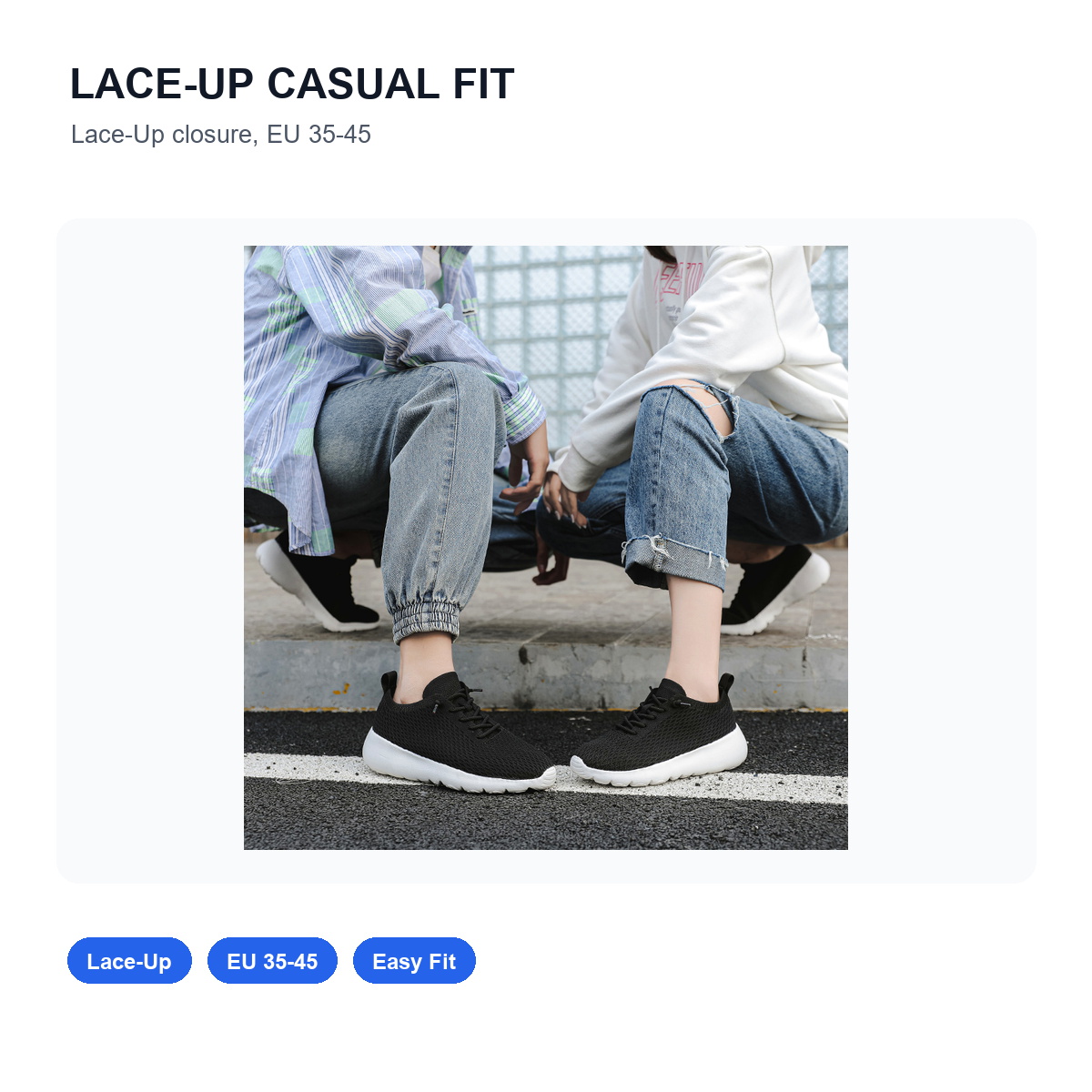 BQ019 Honeycomb-Knit Lace-Up Casual Walking Shoes product view 3